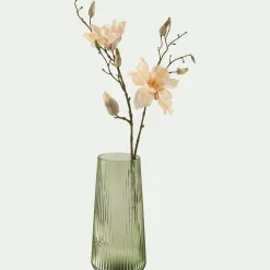 Vase classique en verre strié H24cm - vert