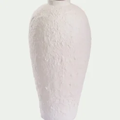 Vase contemporain en céramique texturée H28cm - blanc
