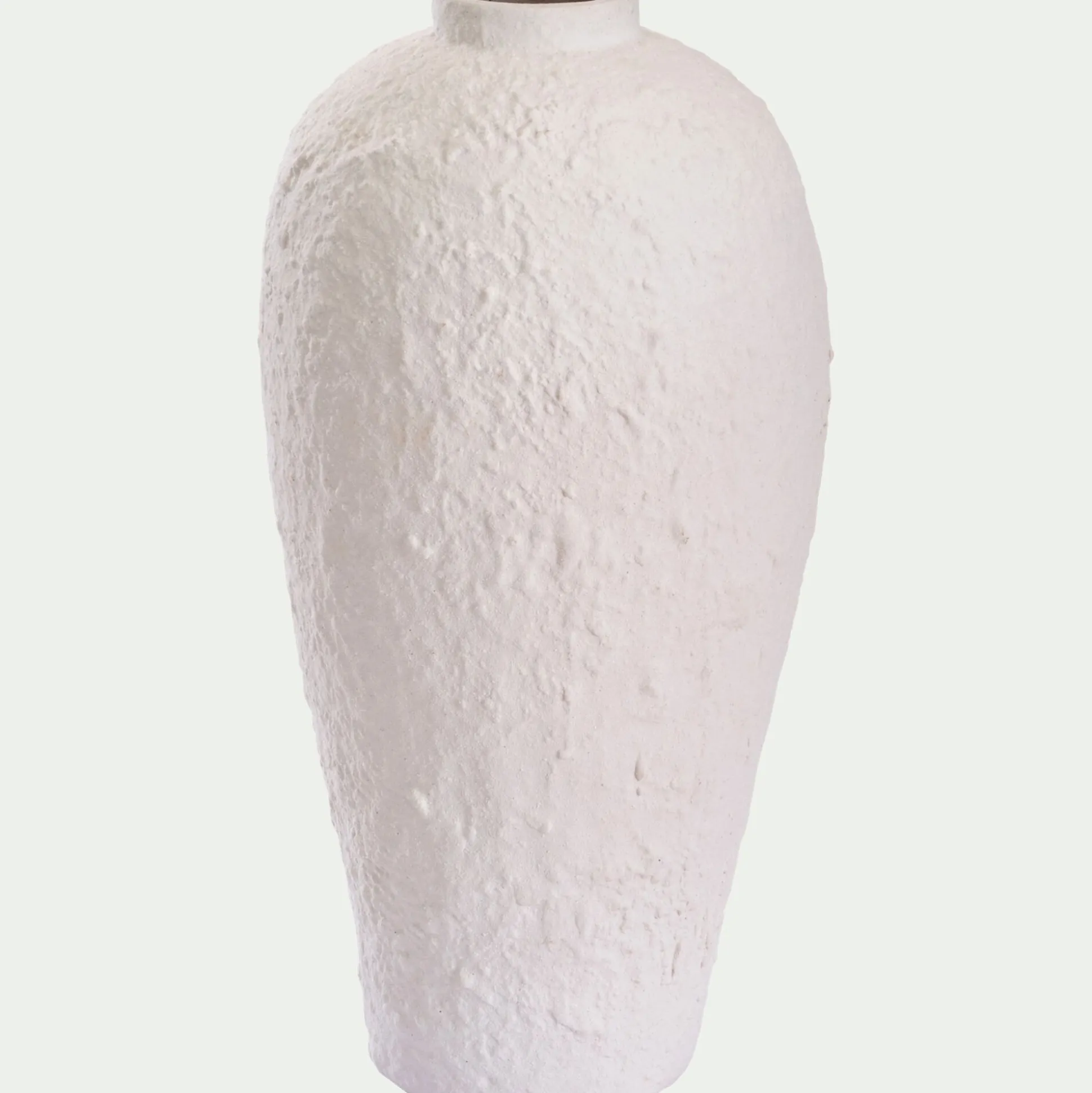Vase contemporain en céramique texturée H28cm - blanc