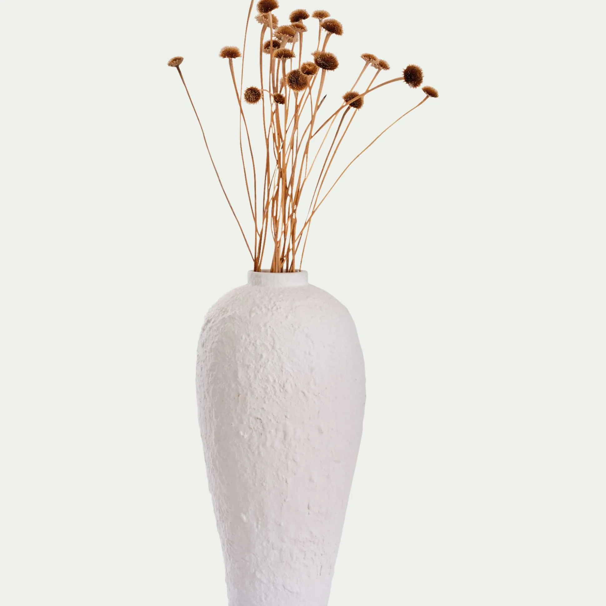 Vase contemporain en céramique texturée H28cm - blanc