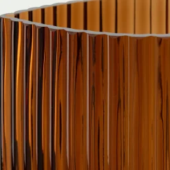 Vase contemporain en verre strié H26cm - marron