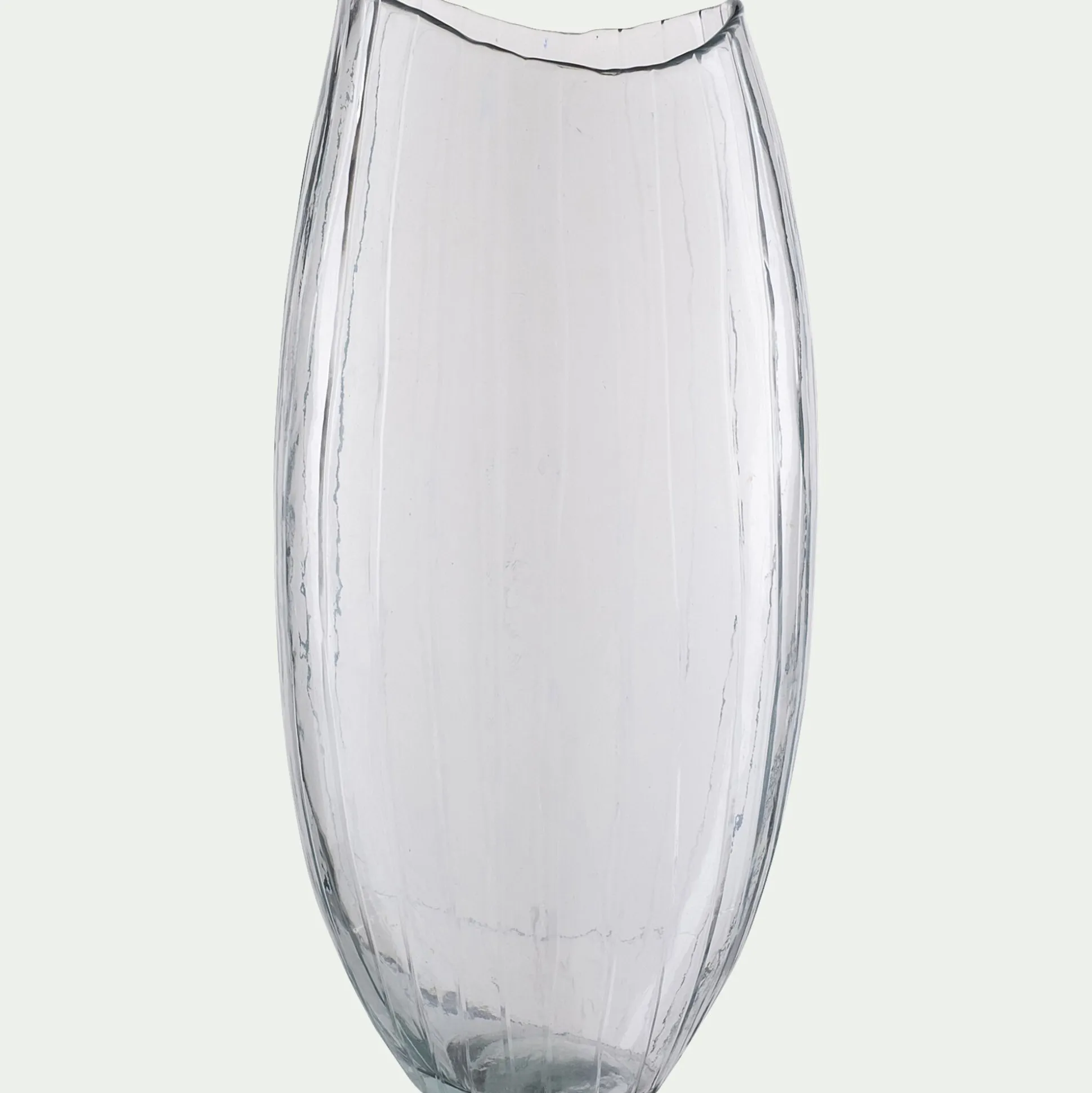 Vase ovale strié en verre H47cm - transparent