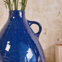 Vase pichet en faïence H33,5cm - bleu