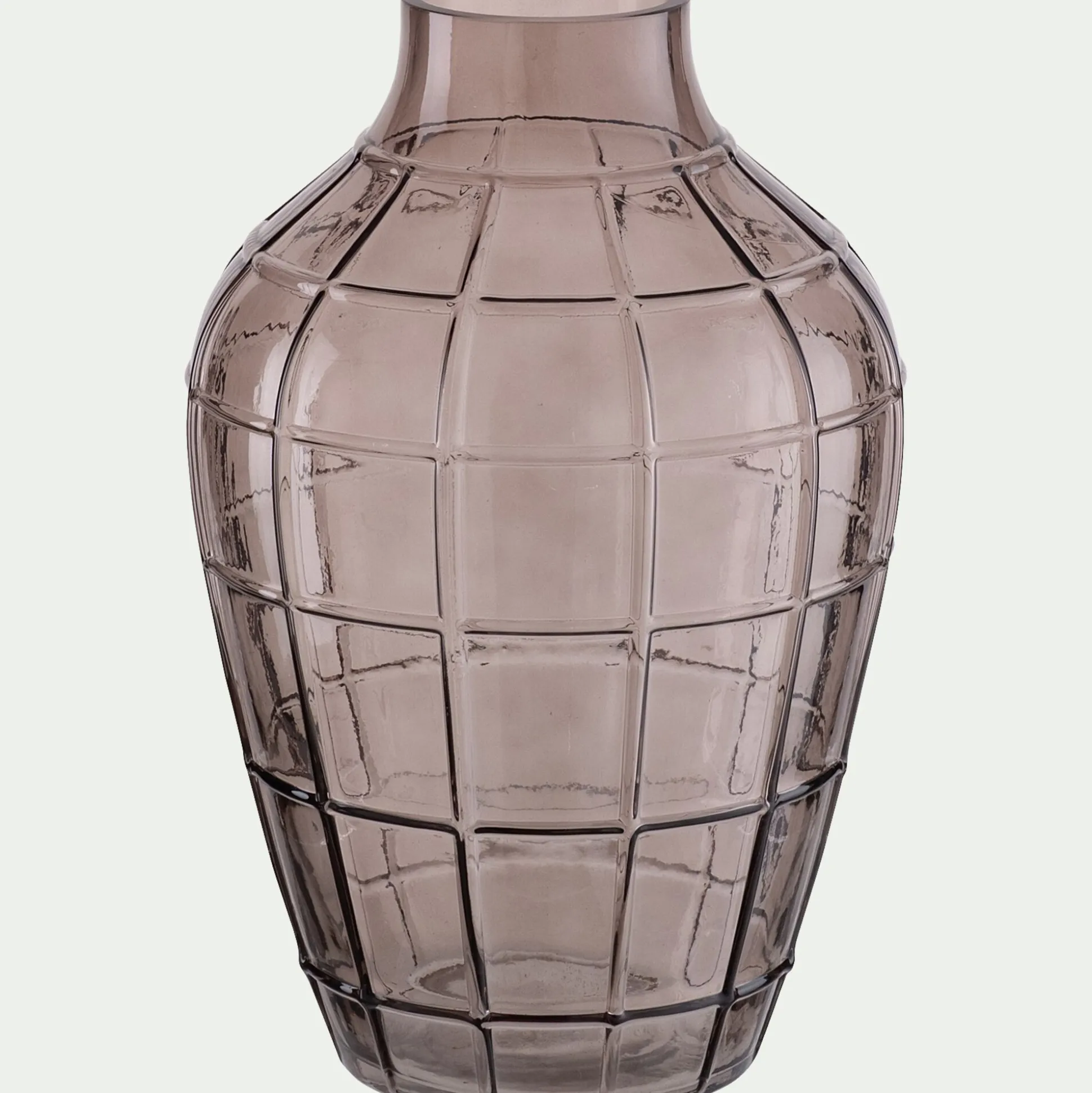 Vase quadrillé en verre teinté H30cm - gris