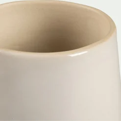 Vase trapèze en grès H24,5cm - blanc