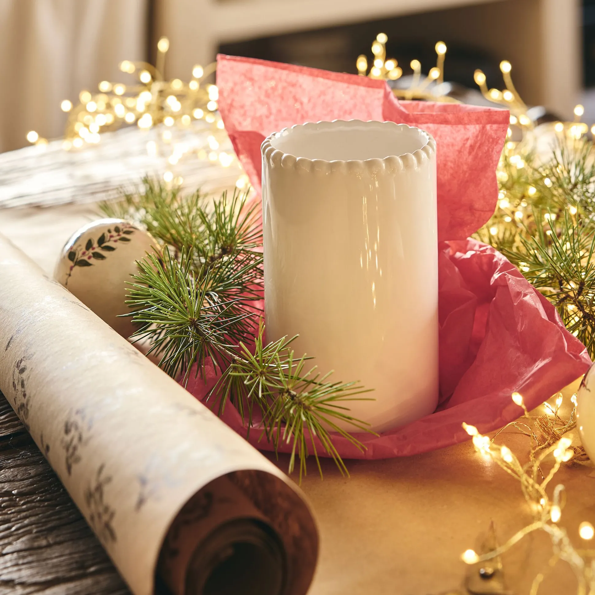 Vase tube en céramique H15cm - blanc