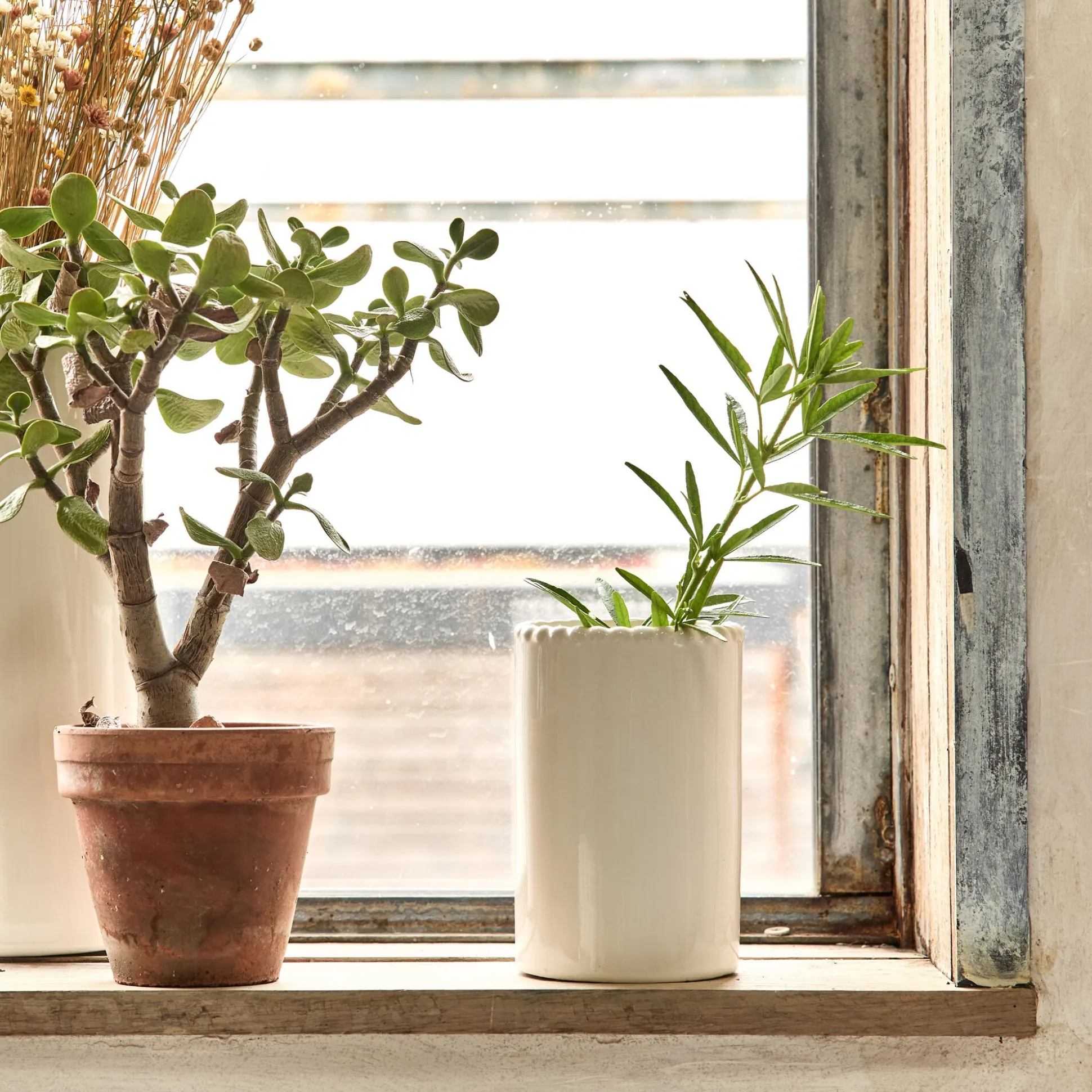 Vase tube en céramique H15cm - blanc