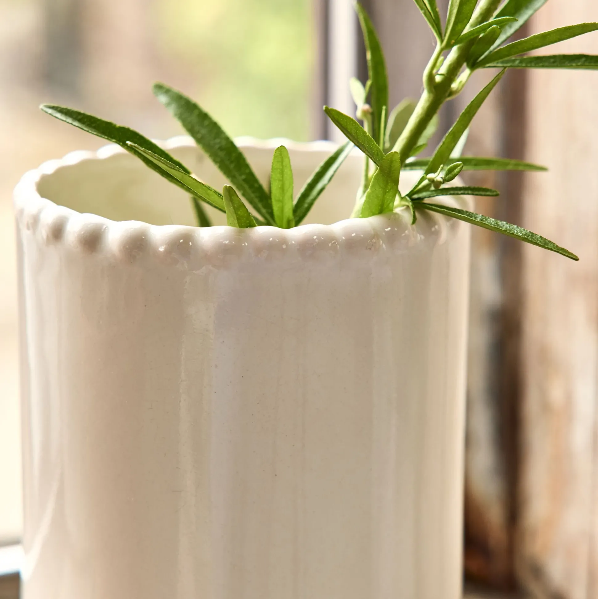 Vase tube en céramique H15cm - blanc