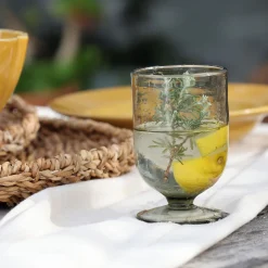 Verre à pied en verre bullé 25cl - gris