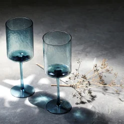 Verre à pied en verre 37cl - bleu