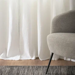 Voilage à œillets en double gaze de coton finition franges 130x250cm - blanc écru