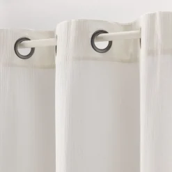 Voilage à œillets en double gaze de coton finition franges 130x250cm - blanc écru