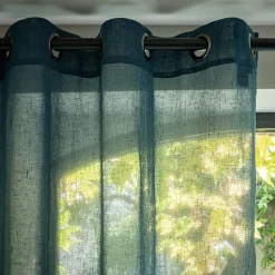 Voilage à œillets en polyester 135x250cm - bleu figuerolles