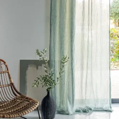 Voilage à nouettes en polyester et coton 130x250cm - bleu calaluna