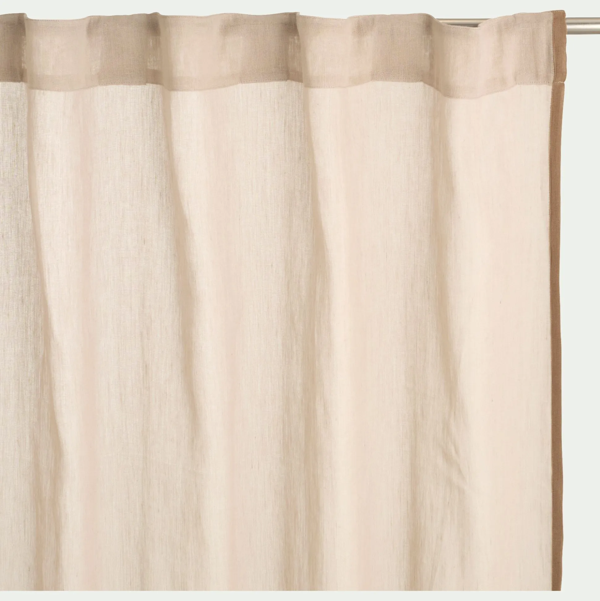Voilage à passants cachés en lin et coton finition liseré 140x260cm - beige