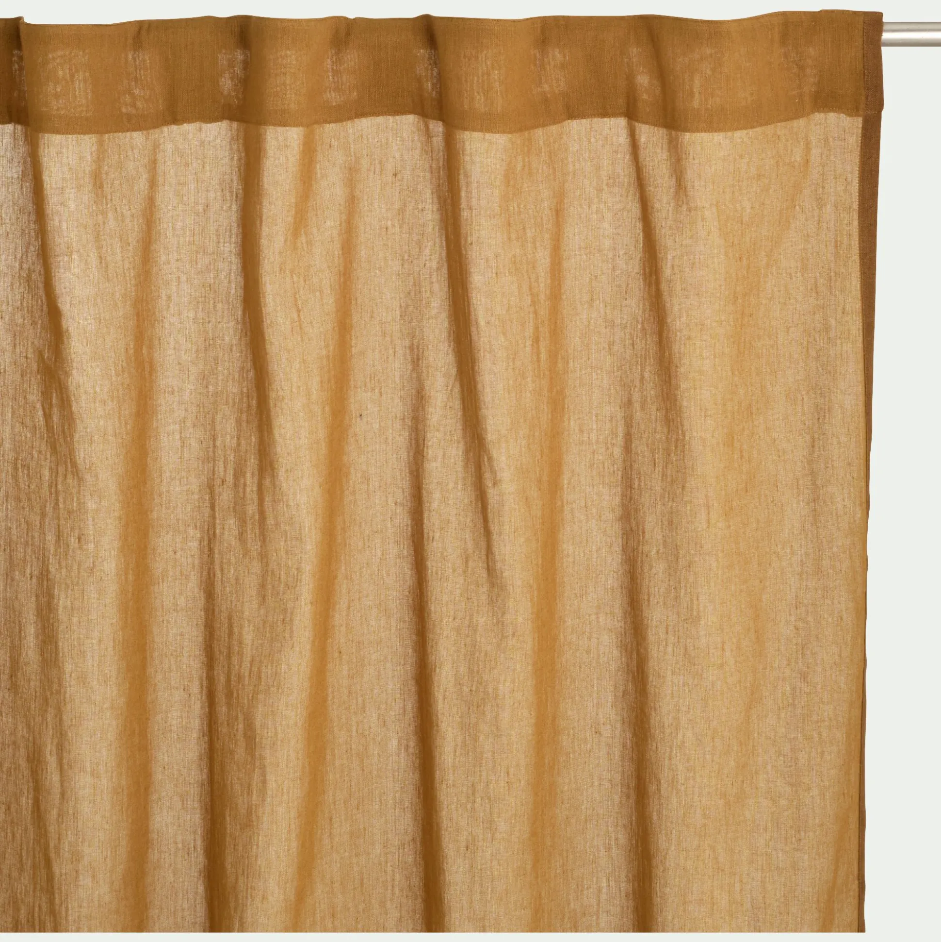 Voilage à passants cachés en lin et coton finition liseré 140x260cm - brun alep