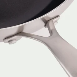 Wok en inox et céramique D28cm - gris métallisé