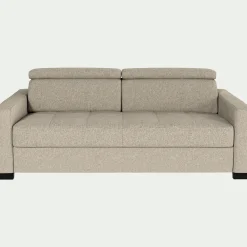 Canapé 3 places convertible avec matelas Bultex en pop avec accoudoirs 15cm - beige