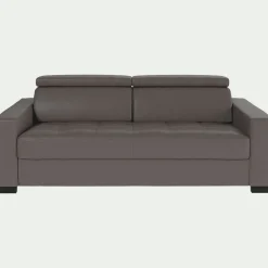 Canapé 3 places convertible en cuir avec accoudoirs 20cm - taupe