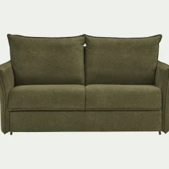 Canapé 3 places convertible avec matelas en tissu densité 35kg/m3 - vert cèdre
