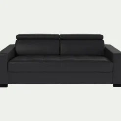 Canapé 3 places convertible en cuir avec accoudoirs 20cm - Brun terre d'ombre