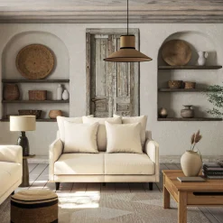 Canapé 2 places fixe en tissu joint - beige roucas