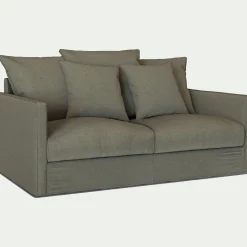 Canapé 2 places fixe en tissu - vert cèdre