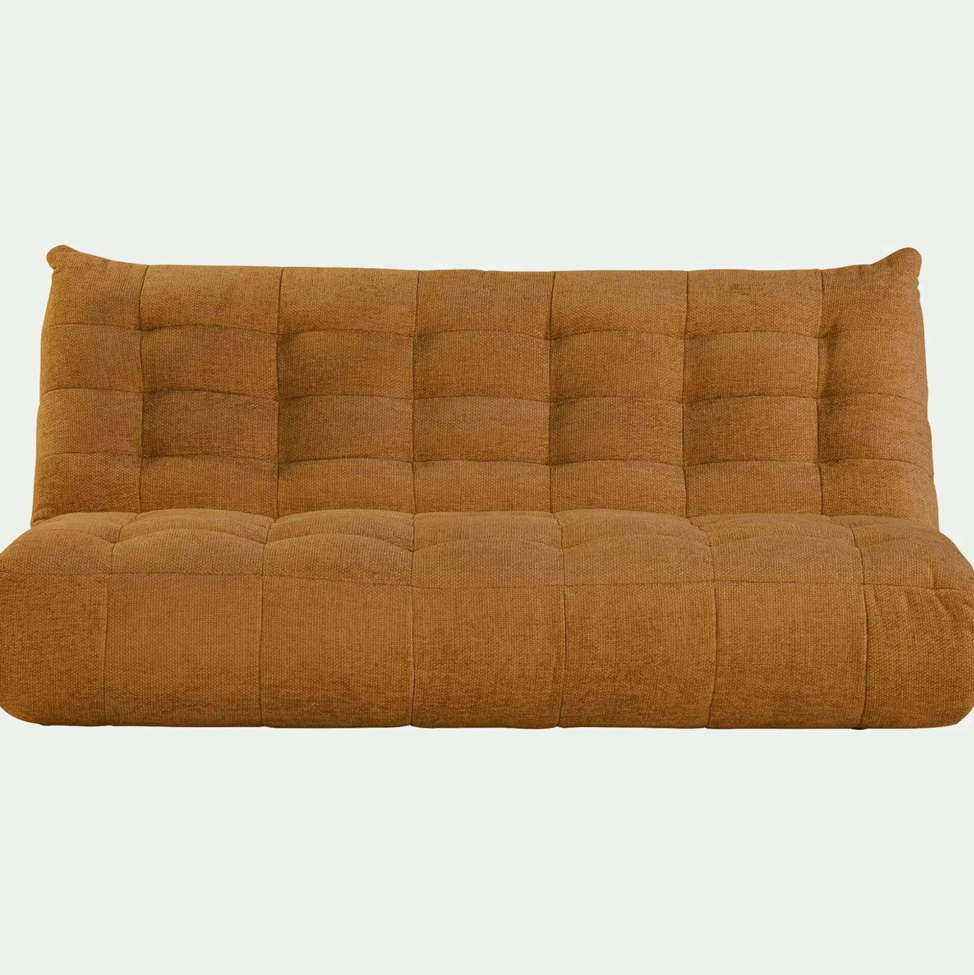 Canapé 4 places fixe en tissu chenille - jaune argan