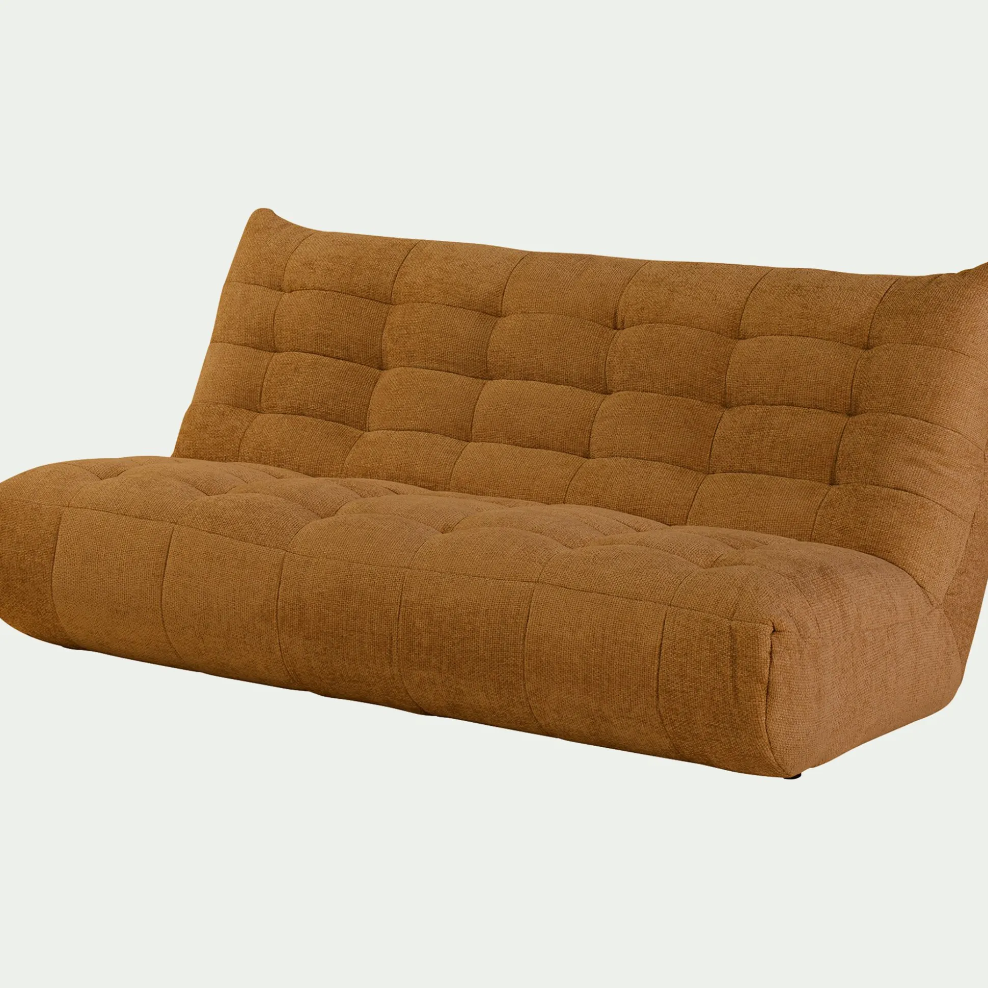 Canapé 4 places fixe en tissu chenille - jaune argan