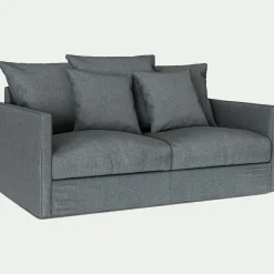 Canapé 2 places fixe en tissu - gris ardoise