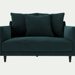 Canapé 1,5 places fixe en tissu velvet - bleu foncé