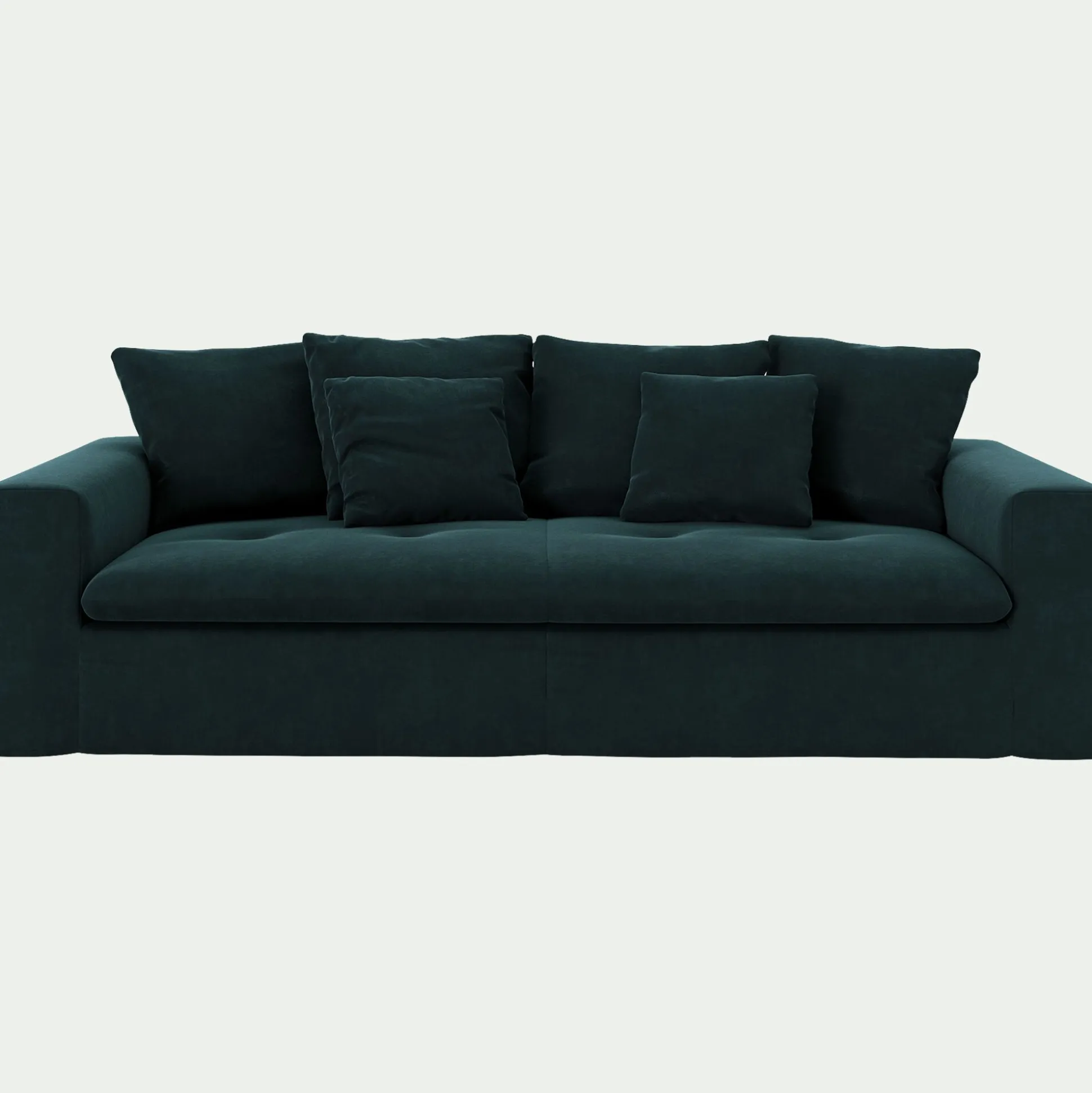 Canapé 4 places fixe en velours - bleu foncé