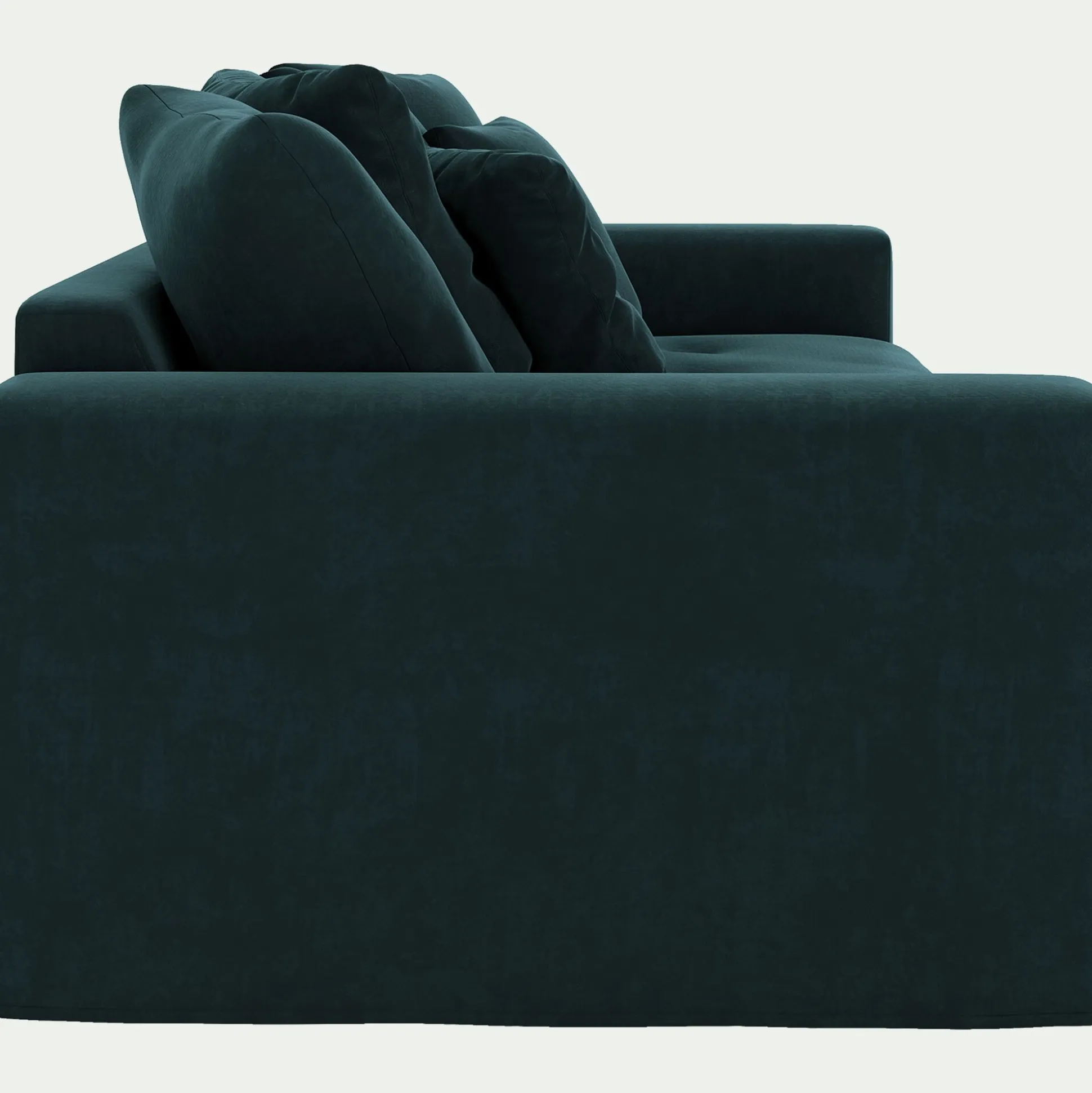 Canapé 4 places fixe en velours - bleu foncé