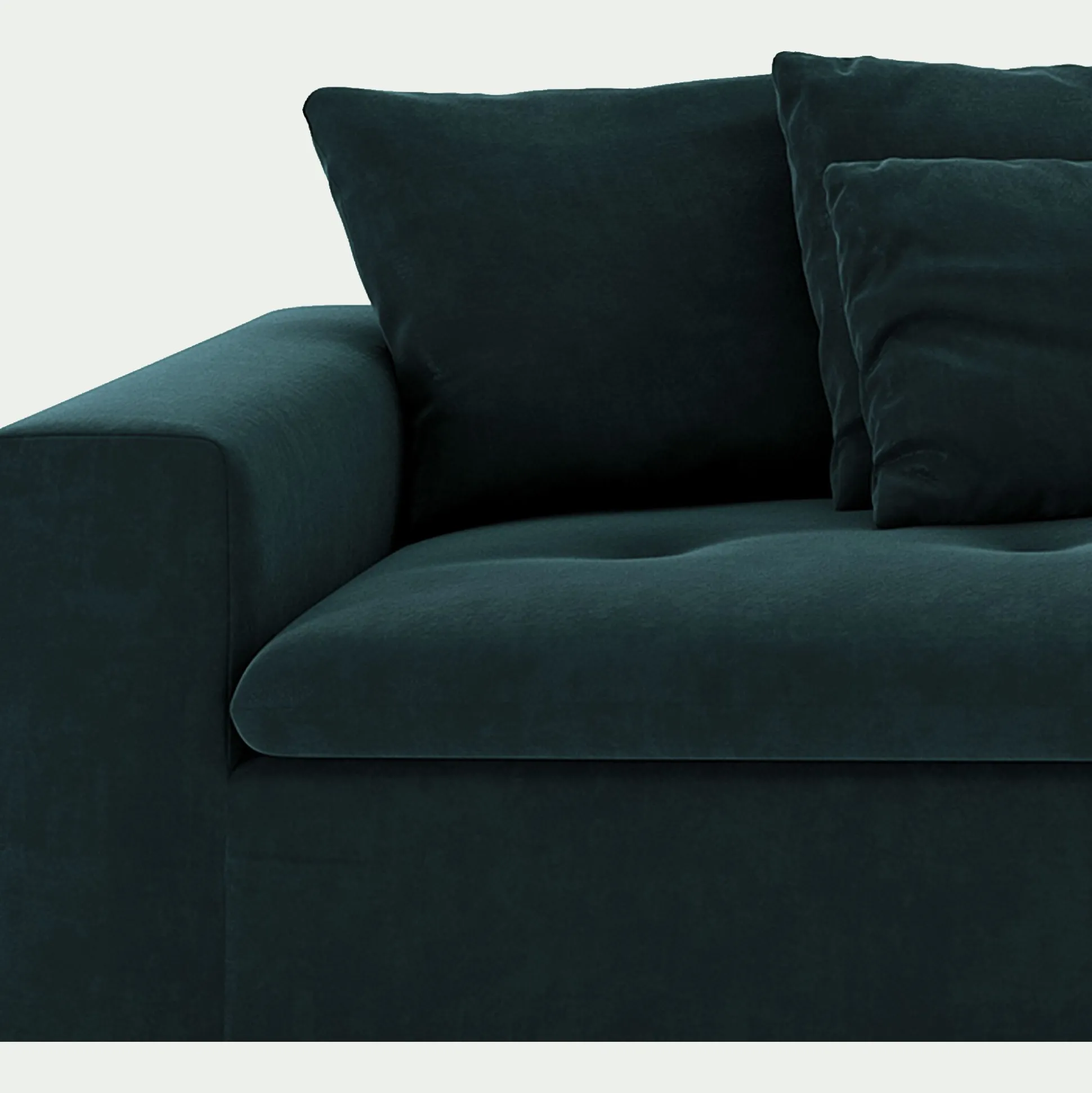 Canapé 4 places fixe en velours - bleu foncé