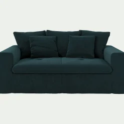 Canapé 2 places fixe en velours - bleu foncé