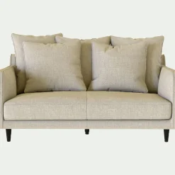 Canapé 2 places fixe tissu mixte - beige alpilles