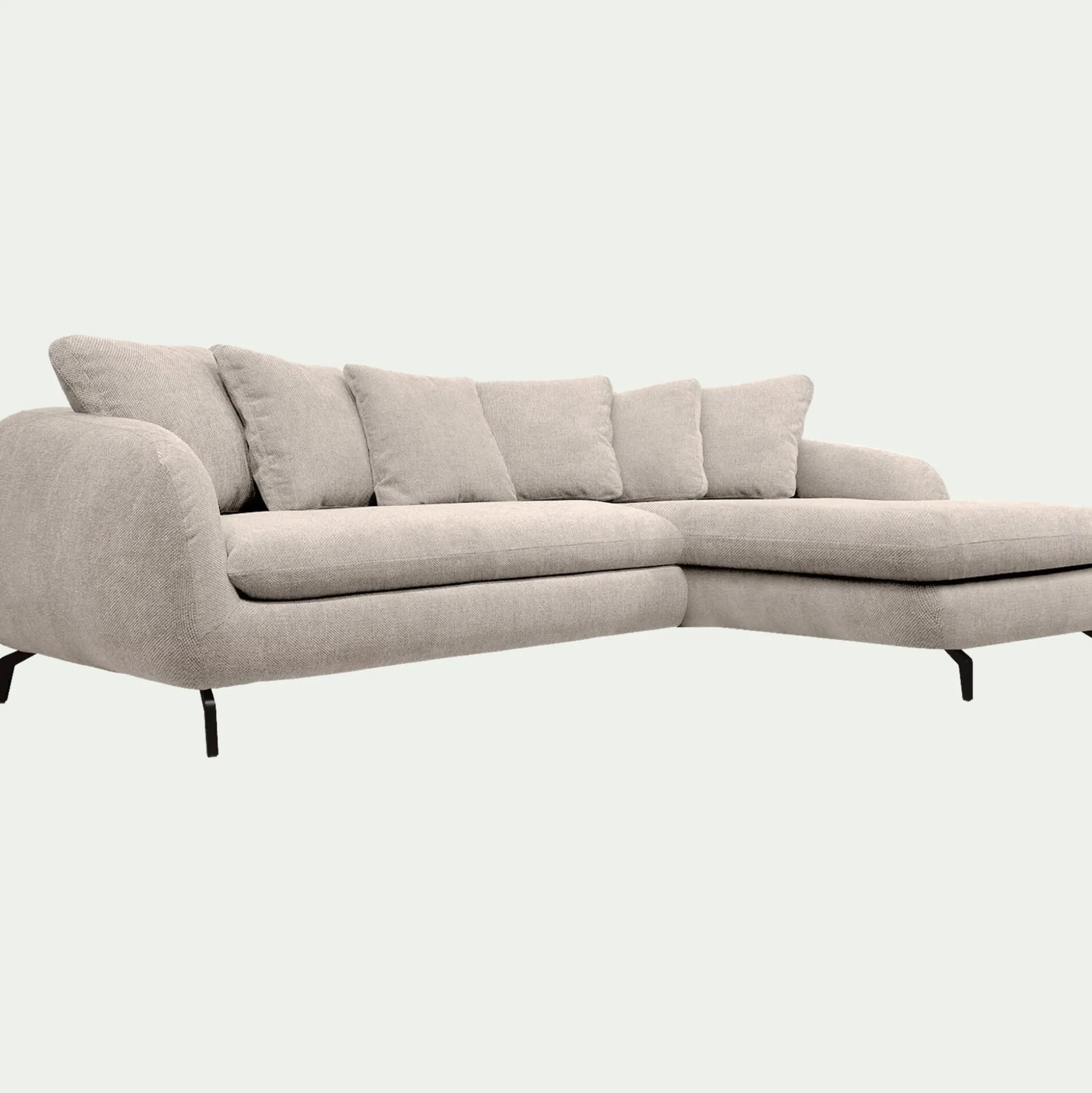 Canapé d'angle droit fixe en tissu tramé - beige roucas