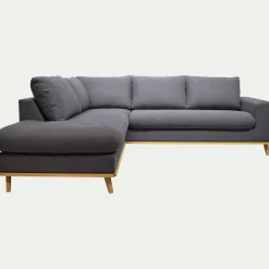 Canapé d'angle gauche convertible en tissu Cosmo - gris anthracite