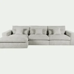 Canapé d'angle gauche fixe en velours côtelé - gris borie