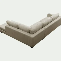 Canapé d'angle méridienne droite fixe en velours côtelé Azores - taupe