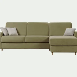 Canapé d'angle réversible convertible en tissu Sogno matelas densité 35kg/m3 - vert cèdre