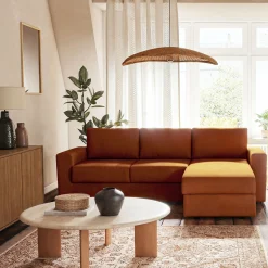 Canapé d'angle réversible convertible en tissu tramé - brun rustrel