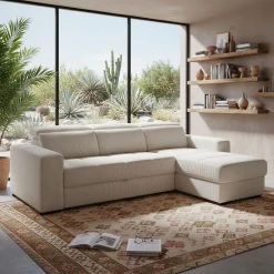 Canapé d'angle réversible convertible en tissu castello - beige roucas