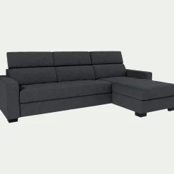 Canapé d'angle réversible fixe en tissu pop avec accoudoirs 20cm - gris anthracite