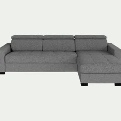 Canapé d'angle réversible fixe en tissu pop avec accoudoirs 20cm - gris moyen