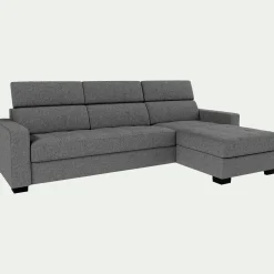 Canapé d'angle réversible fixe en tissu pop avec accoudoirs 20cm - gris moyen