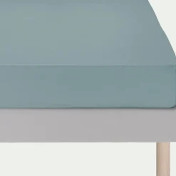 Drap housse en coton 140x200cm B25cm - bleu calaluna