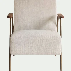 Fauteuil en velours - beige