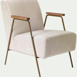 Fauteuil en velours - beige