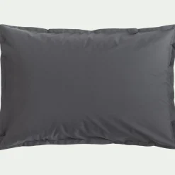 Lot de 2 taies d'oreiller en percale de coton - gris ardoise 50x70cm